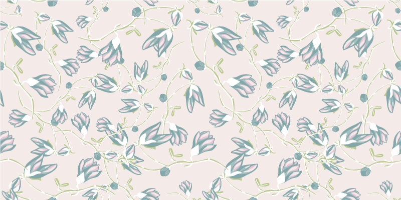 Flower vinyl rug with leaves and flowers design - TenStickers