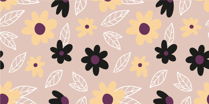 Flower vinyl rug in colorful modern flowers on beige - TenStickers