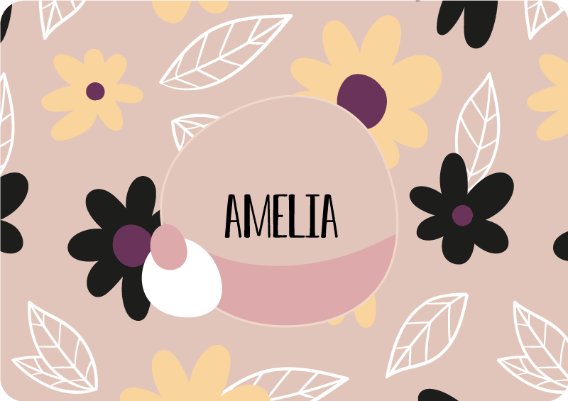 Flower vinyl rug with colorful modern flowers beige - TenStickers