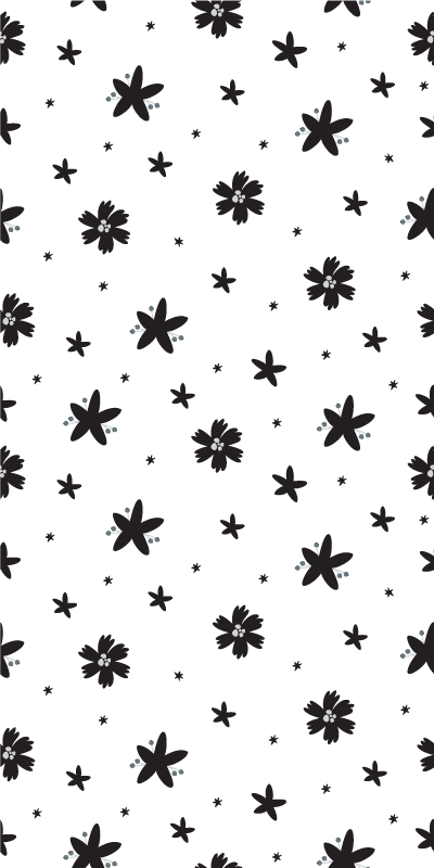 Flower vinyl rug with black and white floral design - TenStickers