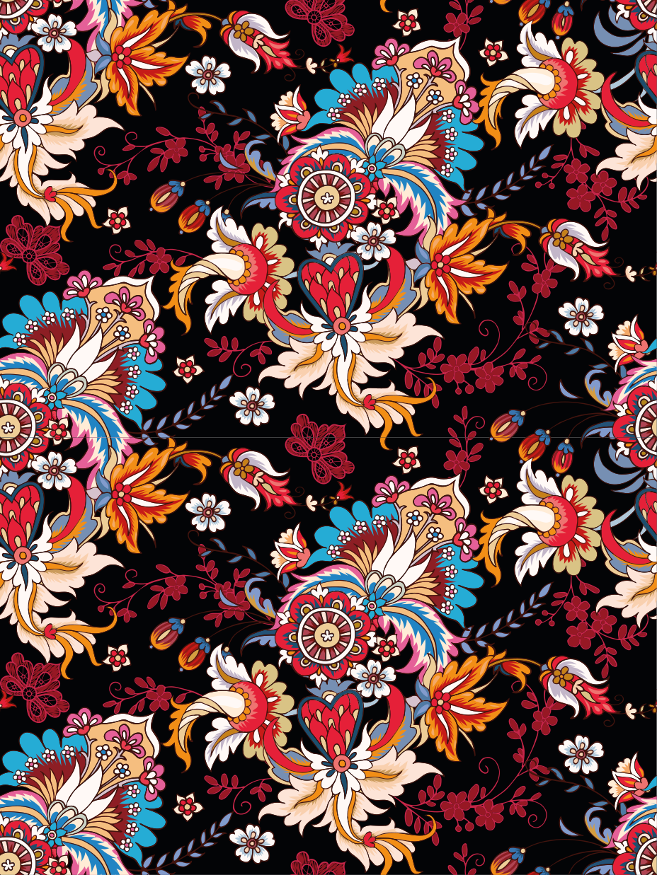 Flower vinyl rug in vibrant modern ethnic art - TenStickers