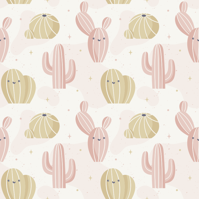 Flower vinyl rug with adorable cactus design - TenStickers