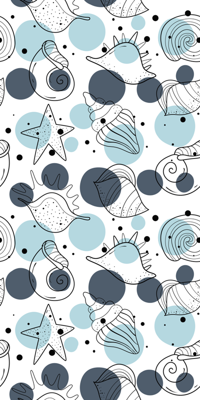 Flower vinyl rug with elegant shell designs - TenStickers