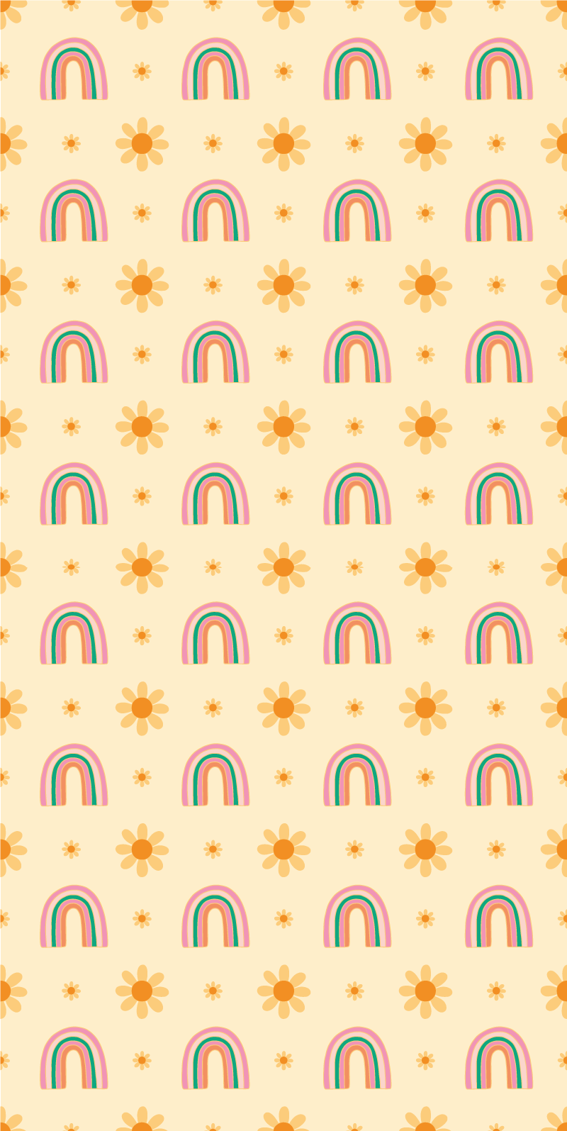 Flower vinyl rug blooming with colorful rainbows - TenStickers