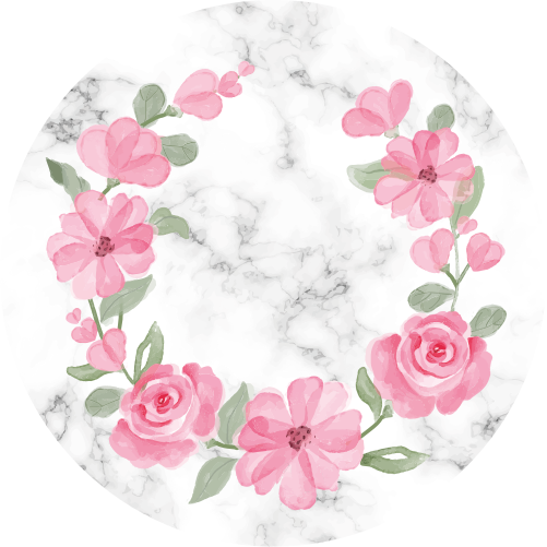 Flower vinyl rug with marble floral wreath - TenStickers