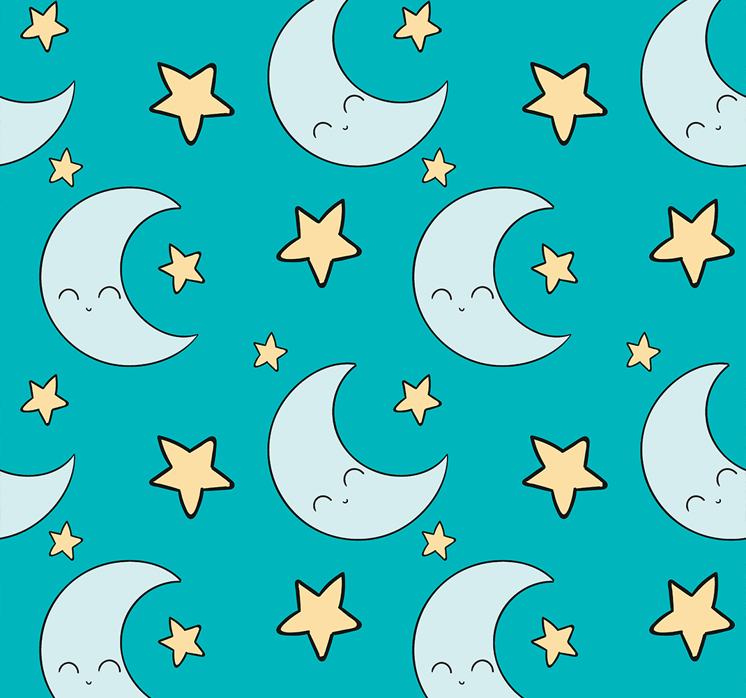 Star vinyl rug with blue joyful moons - TenStickers