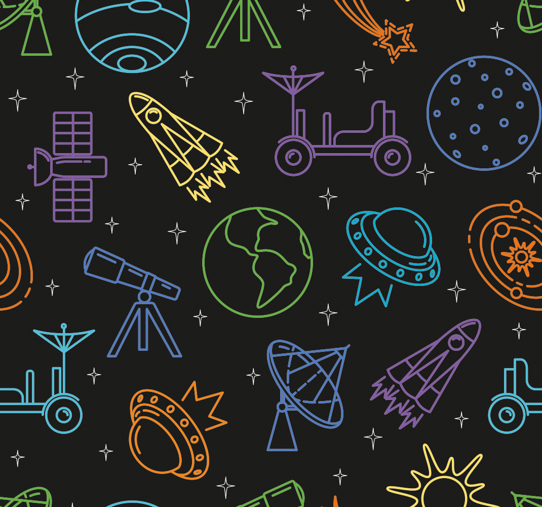 Star vinyl rug with cosmic symbols - TenStickers