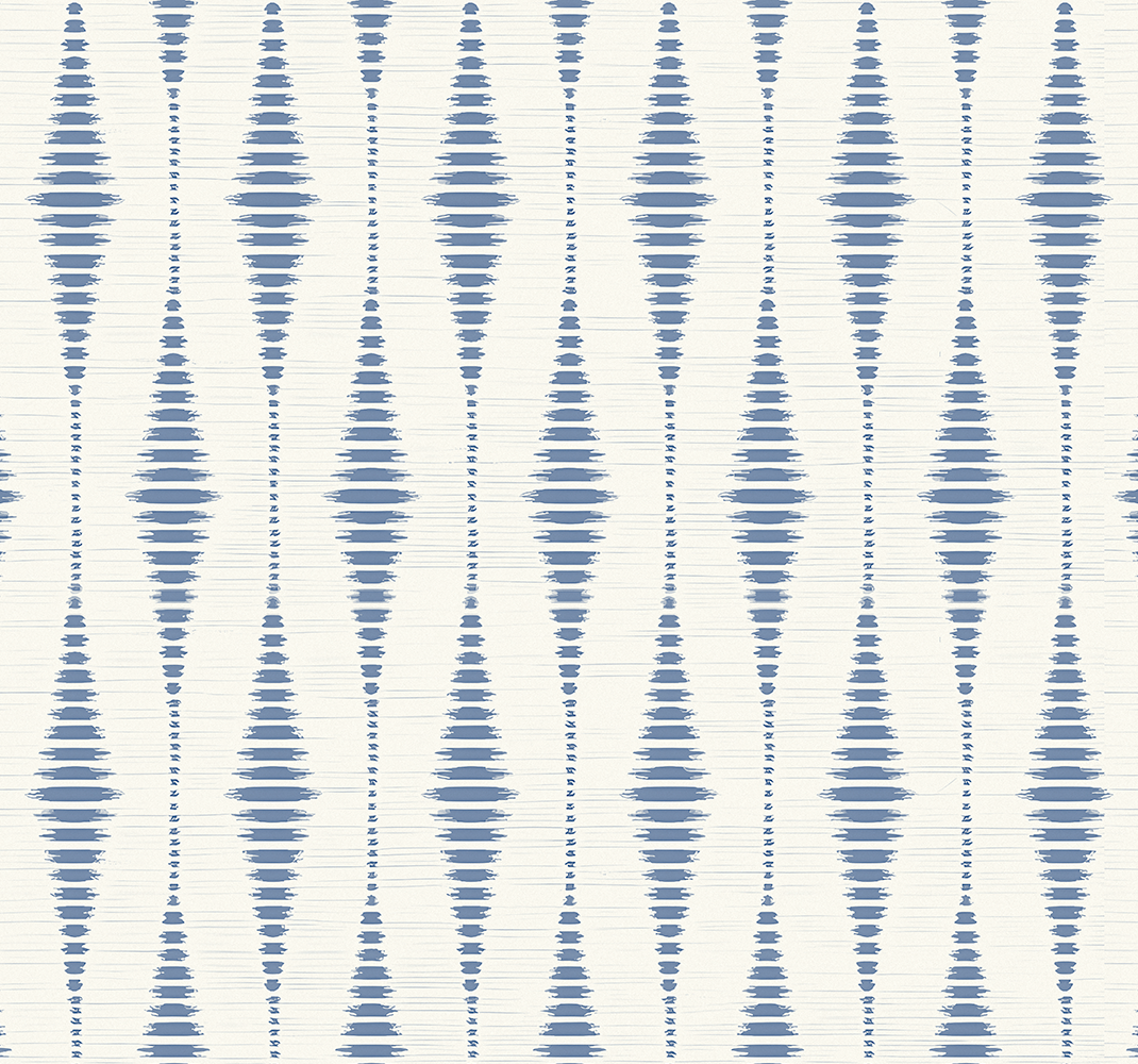 Geometric vinyl rug in blue and beige rabaul ikat - TenStickers