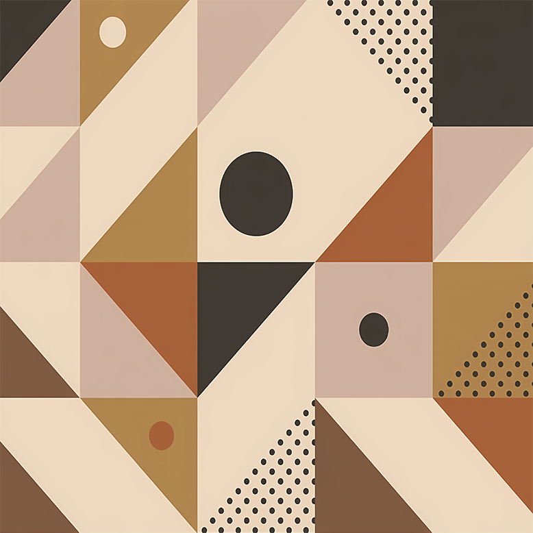 Geometric vinyl rug in brown patchwork - TenStickers