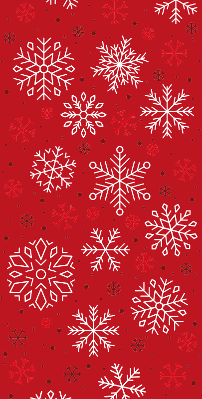 Christmas vinyl rug with snowflakes on red - TenStickers