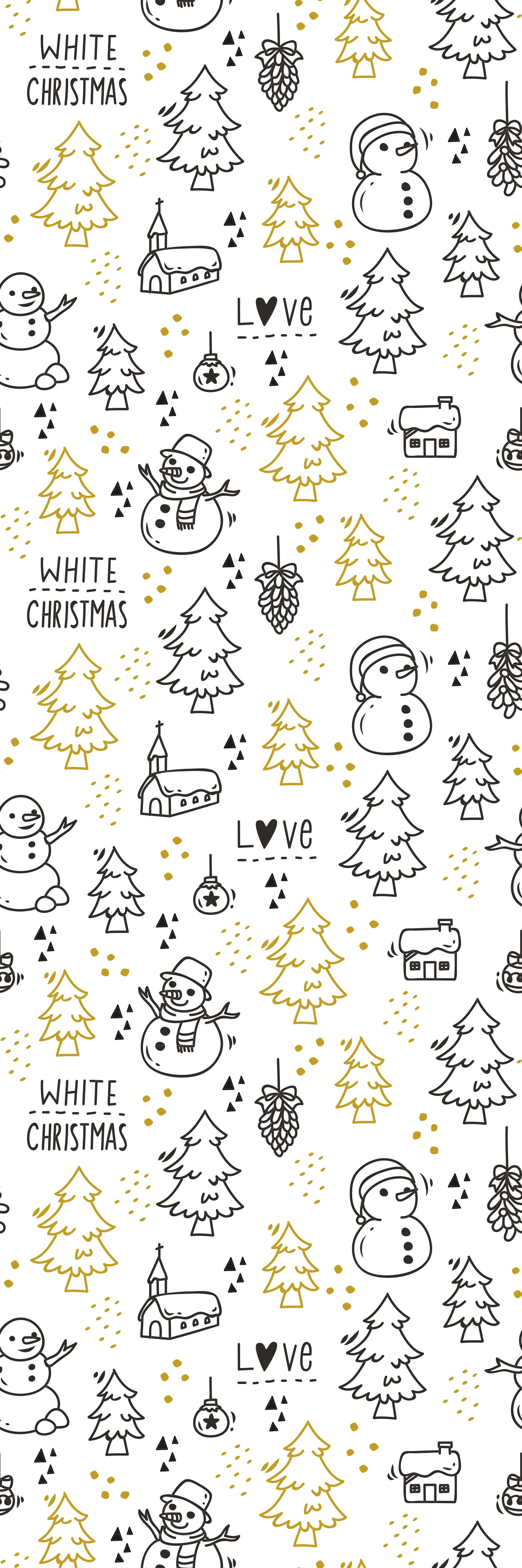 Christmas vinyl rug black and gold doodle design - TenStickers