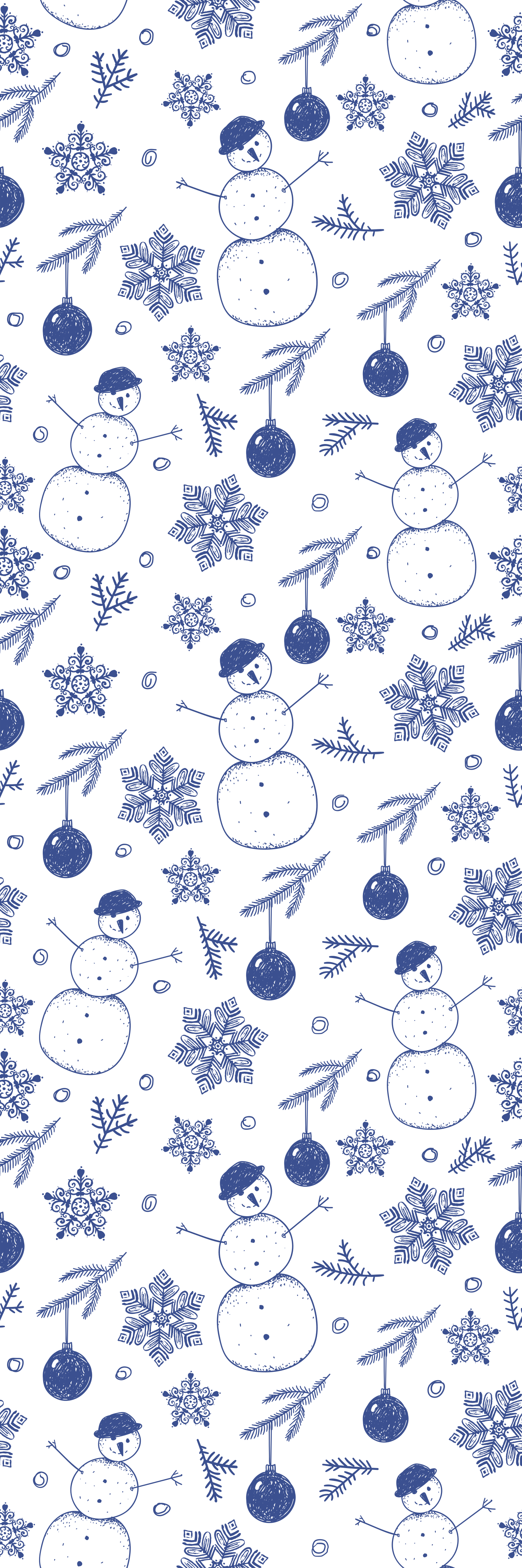 Christmas vinyl rug hand drawn blue winter design - TenStickers