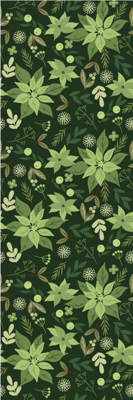Christmas vinyl rug green floral decor - TenStickers