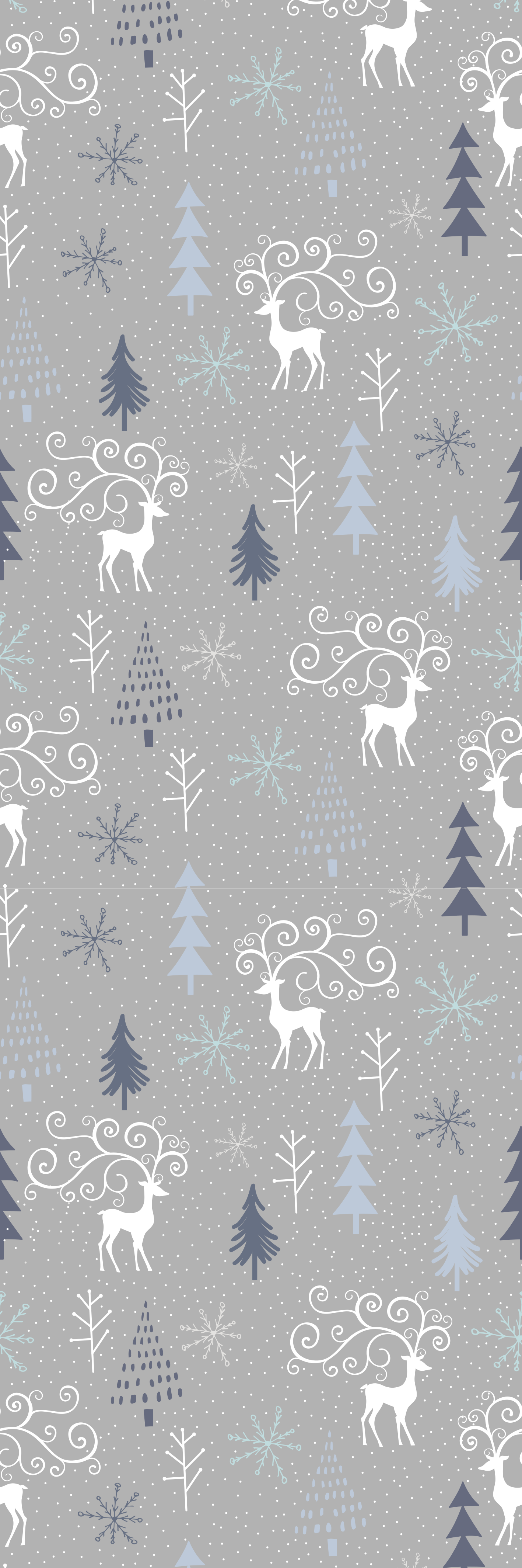 Christmas vinyl rug with white reindeer and trees - TenStickers