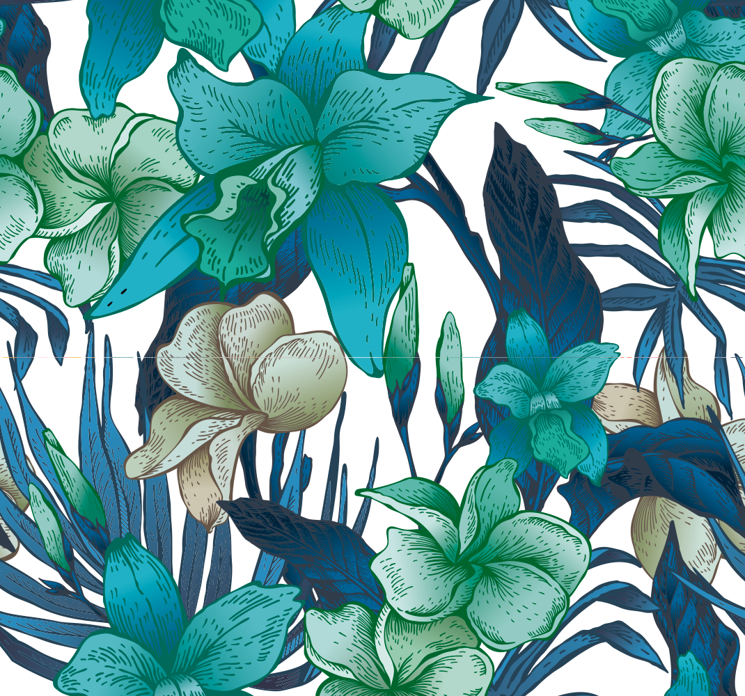 Blue tropical leaves bedroom vinyl rug - TenStickers