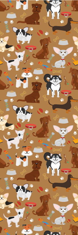 Bedroom vinyl rug with various cute dog designs - TenStickers