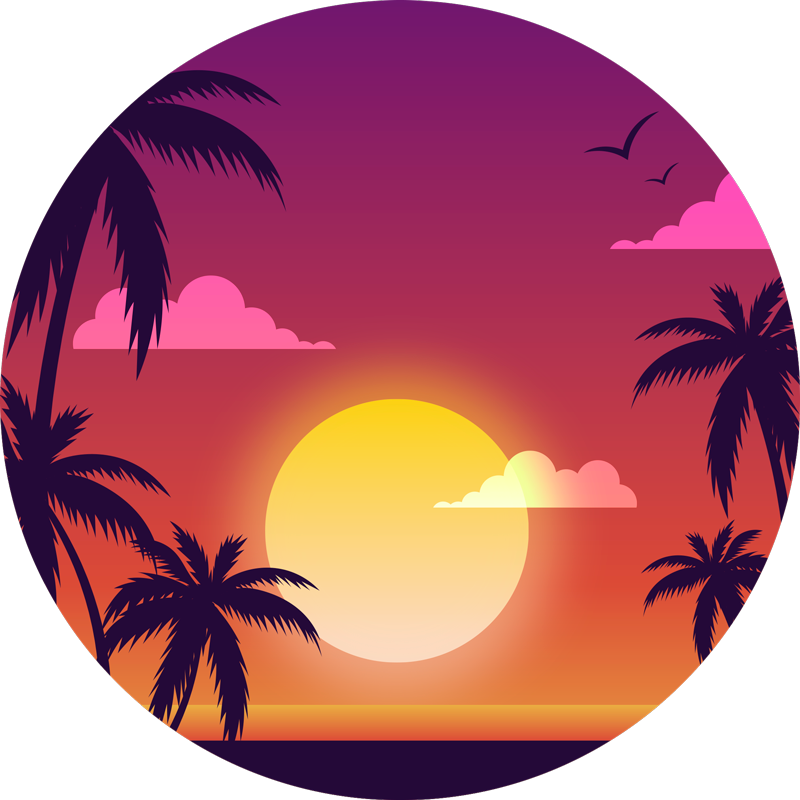 Nature vinyl rug 70s sunset design - TenStickers