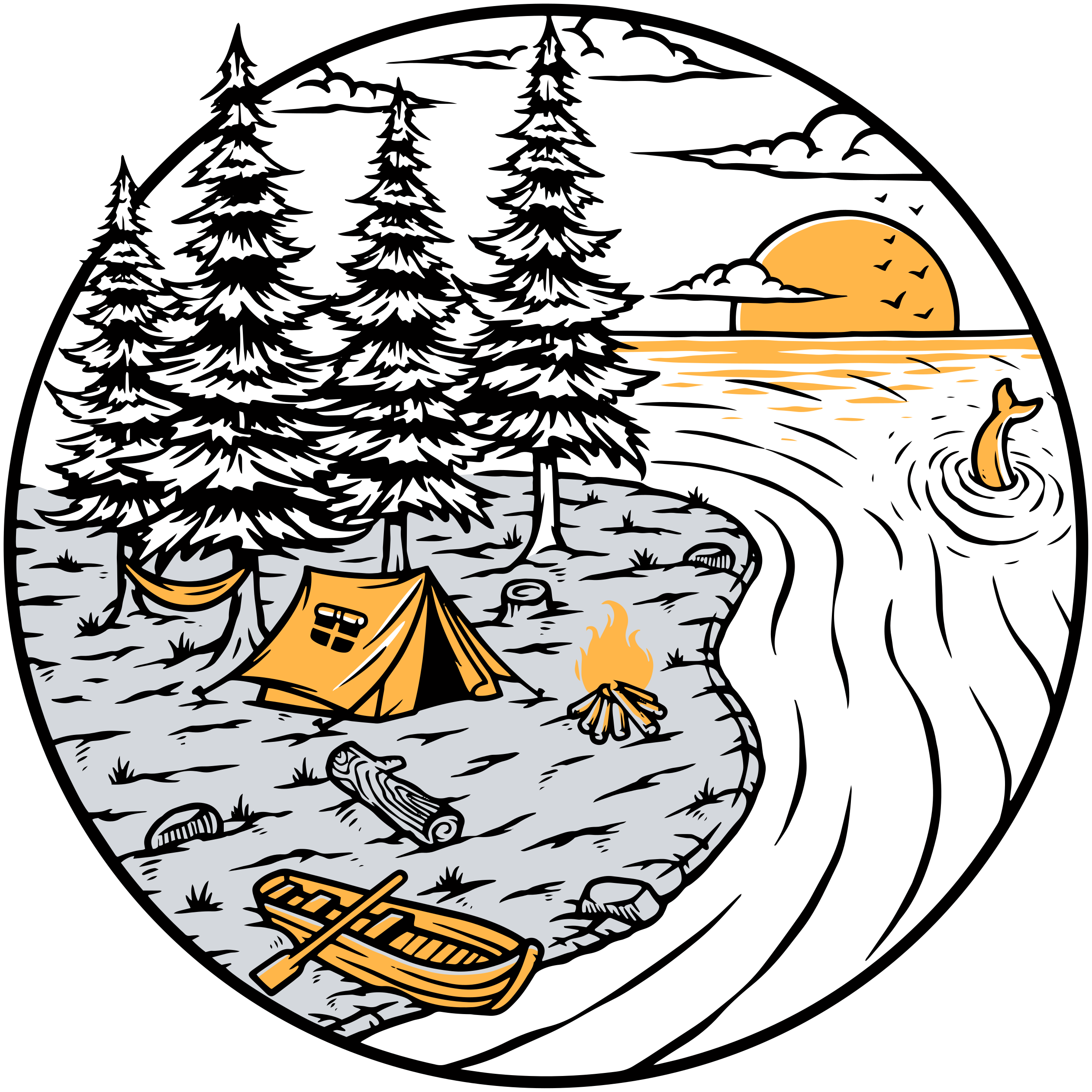Nature vinyl rug with motorhome yellow scene - TenStickers
