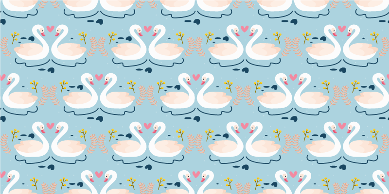 Nature vinyl rug swans in love design on blue - TenStickers