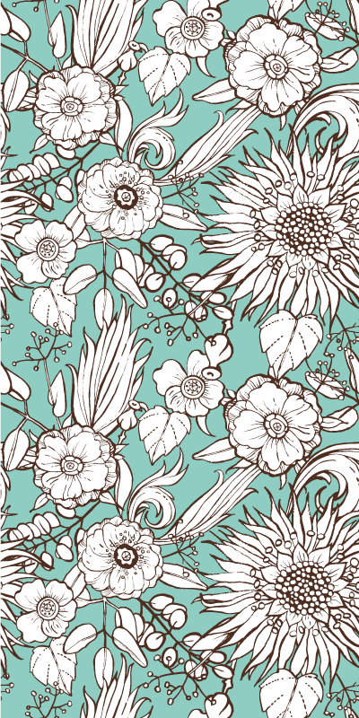 Nature vinyl rug with floral screen design - TenStickers