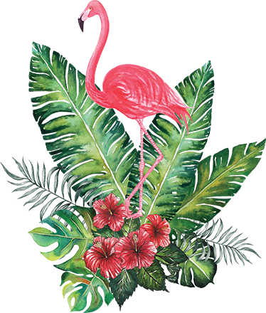 Flower vinyl rug with large tropical flamingo - TenStickers
