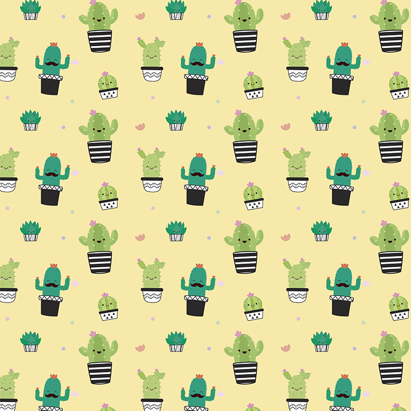 Flower vinyl rug cactus sketch pattern - TenStickers
