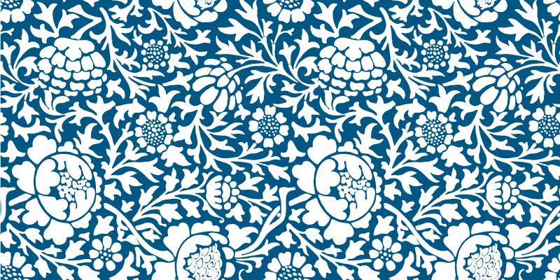 Flower vinyl rug in marine blue flora - TenStickers
