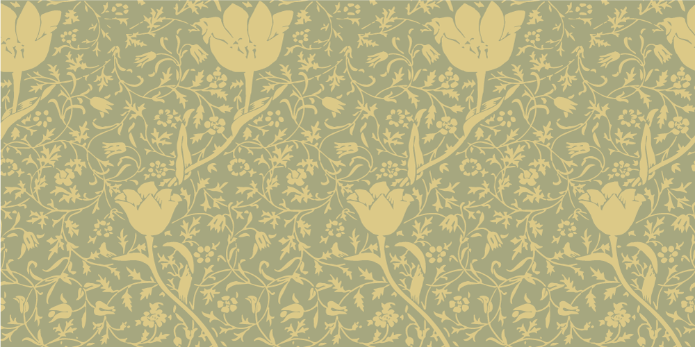 Flower vinyl rug with subtle gold and green pattern - TenStickers