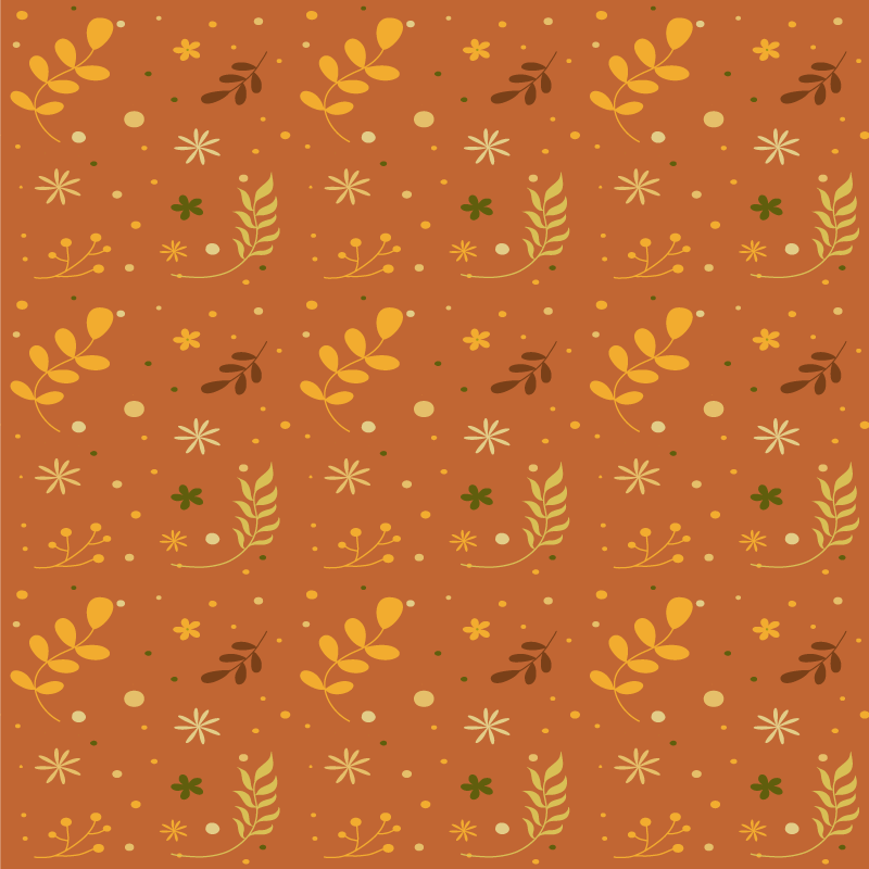 Flower vinyl rug with orange leaf tones design - TenStickers