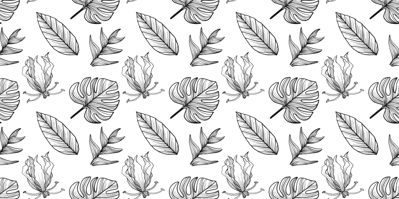 Flower vinyl rug in solid tropical leaves - TenStickers