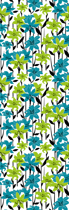 Bedroom vinyl rug with flower stencil pattern - TenStickers