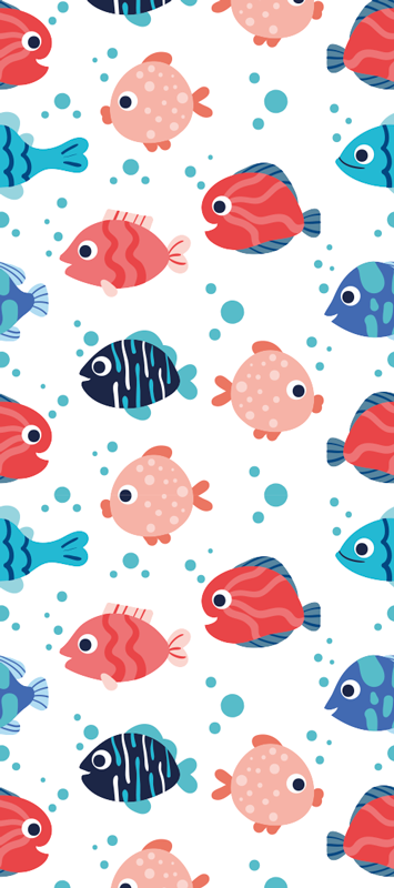 Bedroom vinyl rug with pink and blue fish design - TenStickers
