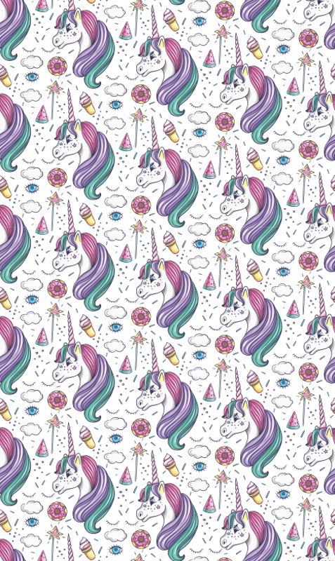 Bedroom vinyl rug with hand drawn unicorn design - TenStickers