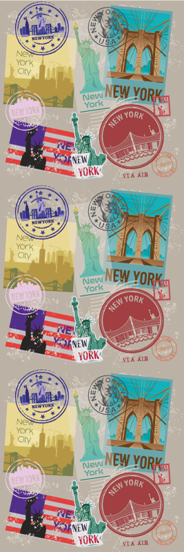 Bedroom vinyl rug old nyc collage design - TenStickers