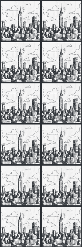 Bedroom vinyl rug nyc sketch collage - TenStickers
