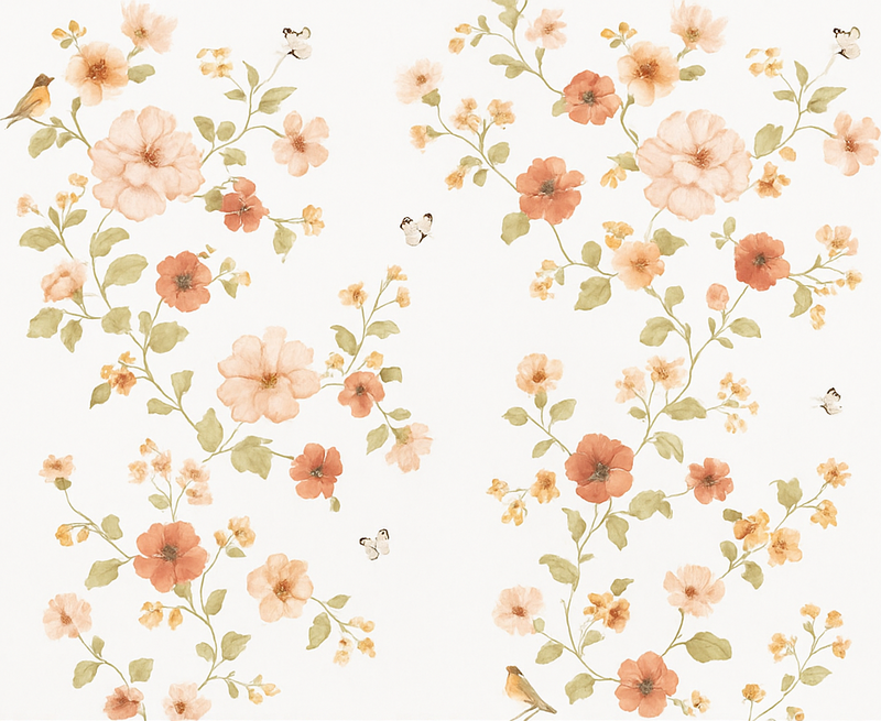 Bedroom vinyl rug simple white small flowers - TenStickers