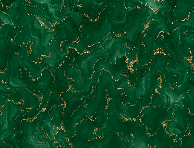 Emerald green with gold marble bedroom vinyl rug - TenStickers
