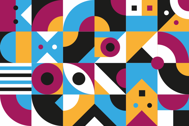 Geometric vinyl rug in vibrant geometric colors - TenStickers
