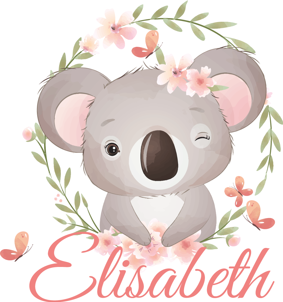 Kids vinyl rug cute koala animals with name - TenStickers