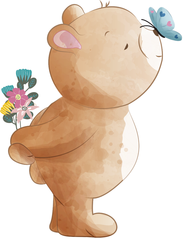 Kids vinyl rug with bear and butterfly design - TenStickers