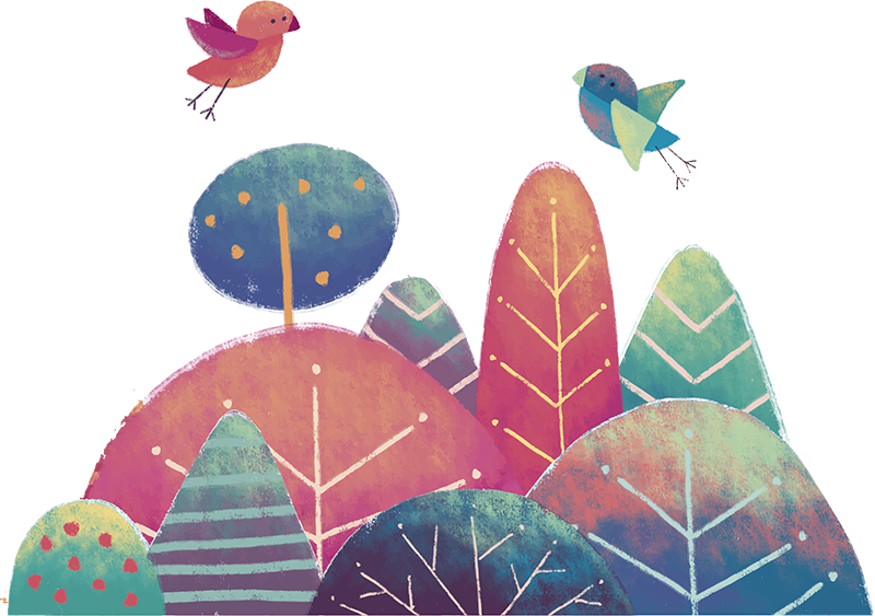 Kids vinyl rug with blue and pink trees - TenStickers