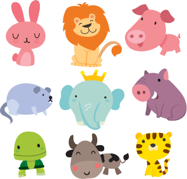 Kids vinyl rug with children's animal stickers - TenStickers