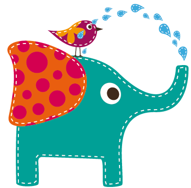 Kids vinyl rug elephant bathing bird decal - TenStickers