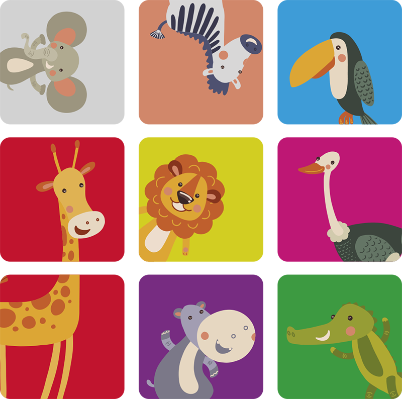 Kids vinyl rug square animal designs - TenStickers
