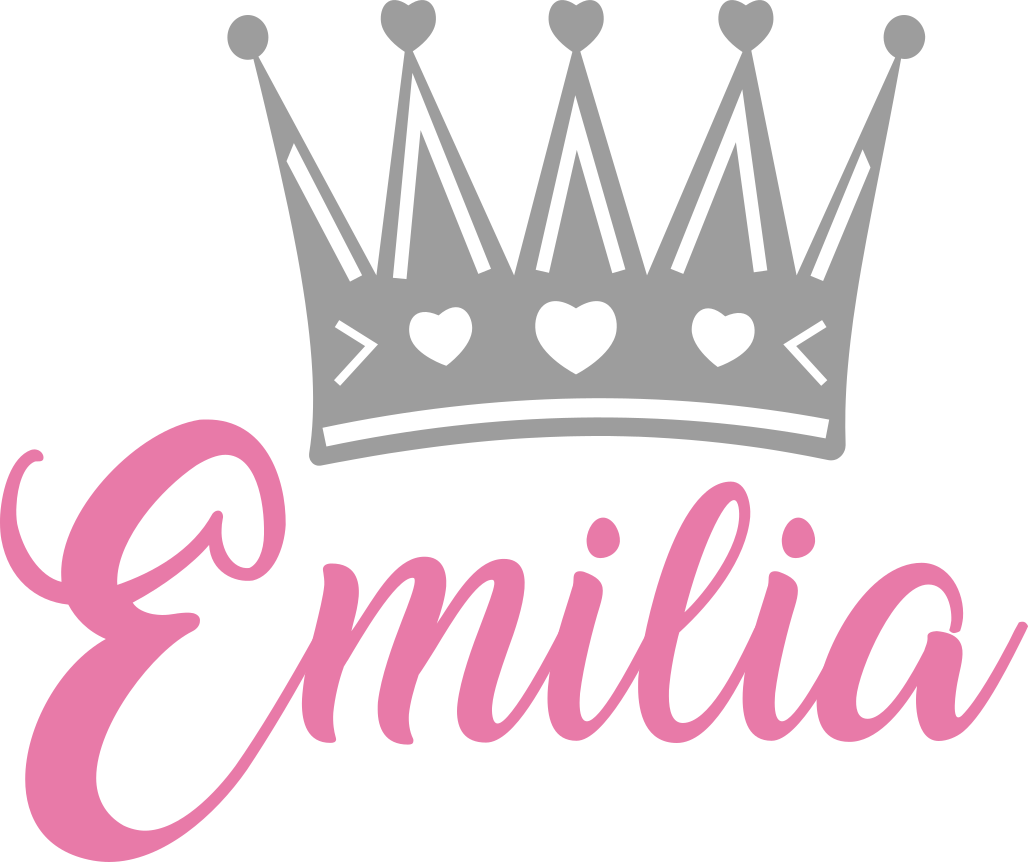 Kids vinyl rug with silver crown and pink name - TenStickers