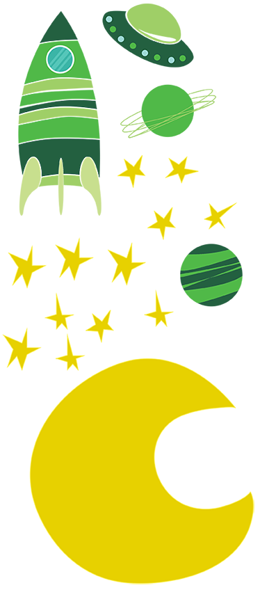 Kids vinyl rug space-themed green tones - TenStickers