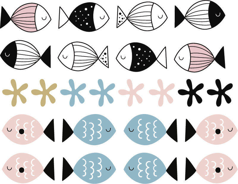 Kids vinyl rug with textured fish design - TenStickers