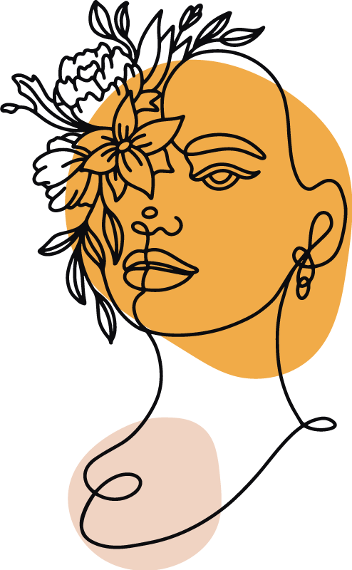 Bedroom vinyl rug featuring a minimalist woman portrait - TenStickers