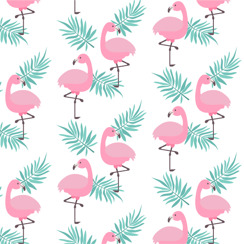 Bedroom vinyl rug with tropical flamingo pattern - TenStickers