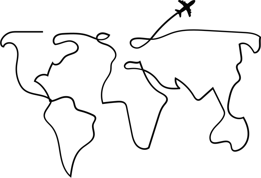 World map vinyl rug in plane design - TenStickers